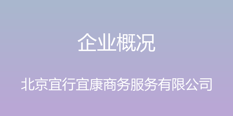 企业概况 - 北京宜行宜康商务服务有限公司